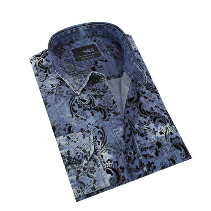 Distressed Denim Button Down Shirt