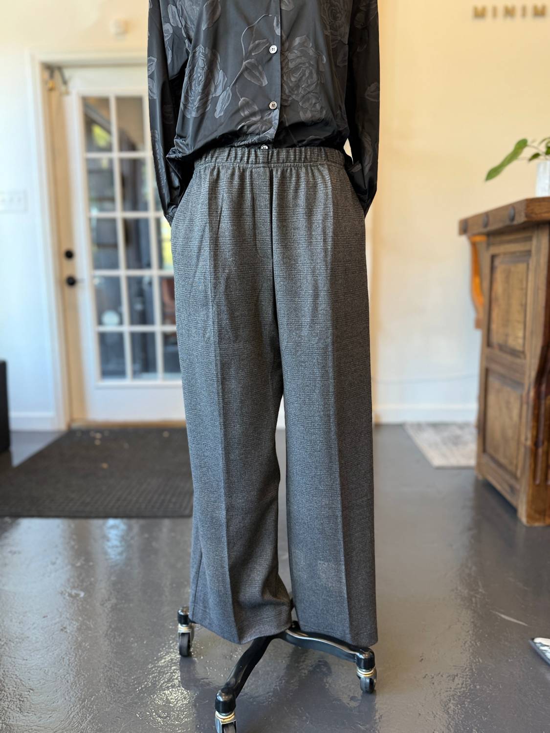 Women's Plaid Jersey Wide Leg Pants