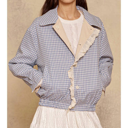 Reversible Gingham Ruffle Jacket