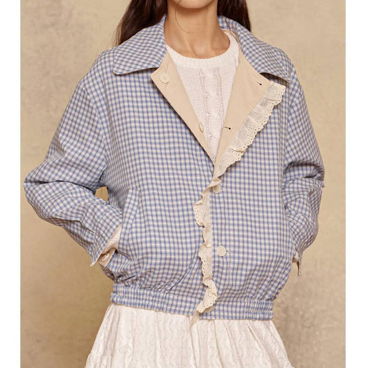 Reversible Gingham Ruffle Jacket