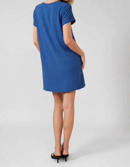 Dani V-notch Short Sleeve Shift Mini Dress