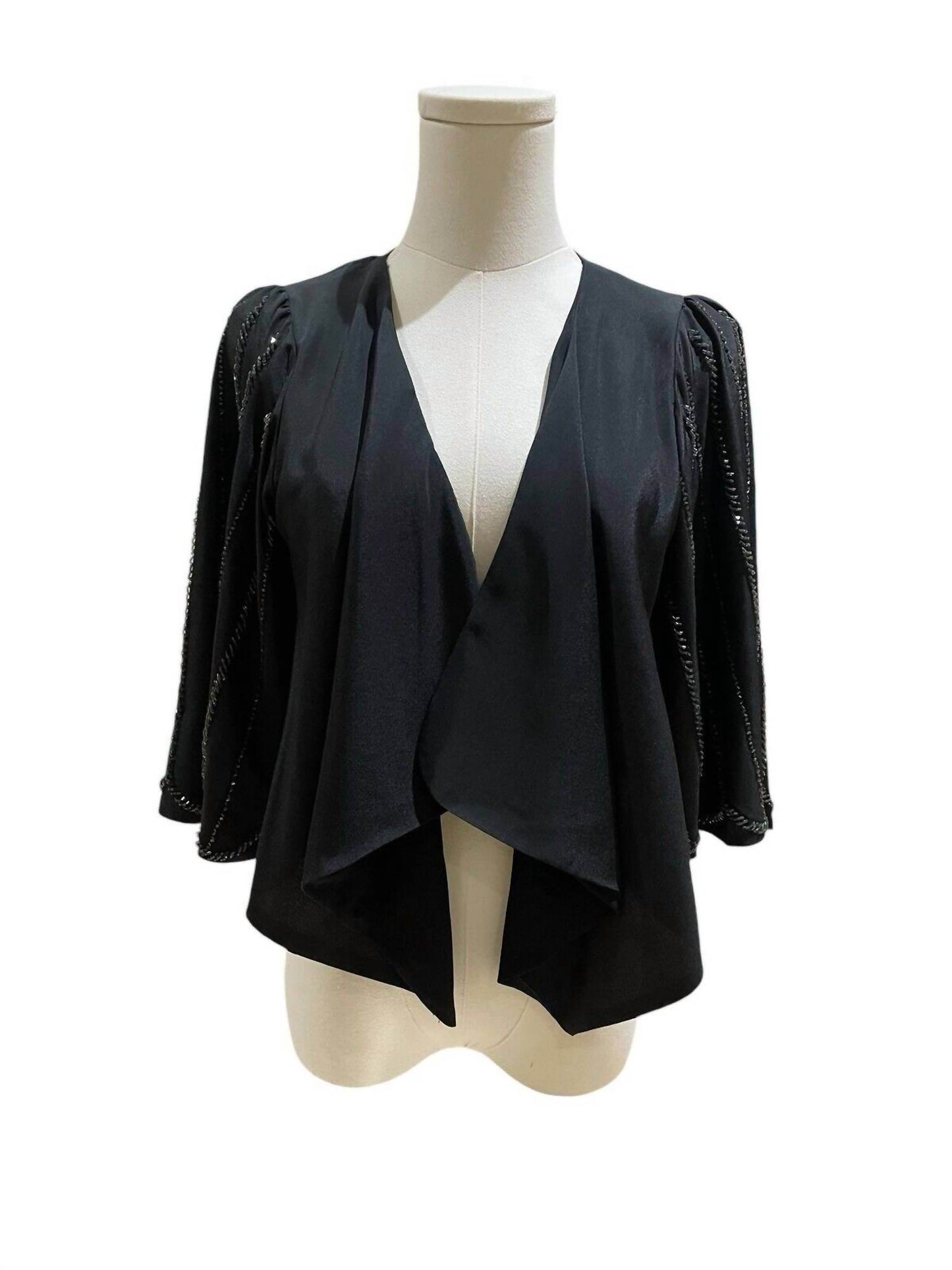 MM Couture - Women's Beaded Shrug Open Front Draped Blouse - Rack Hunt