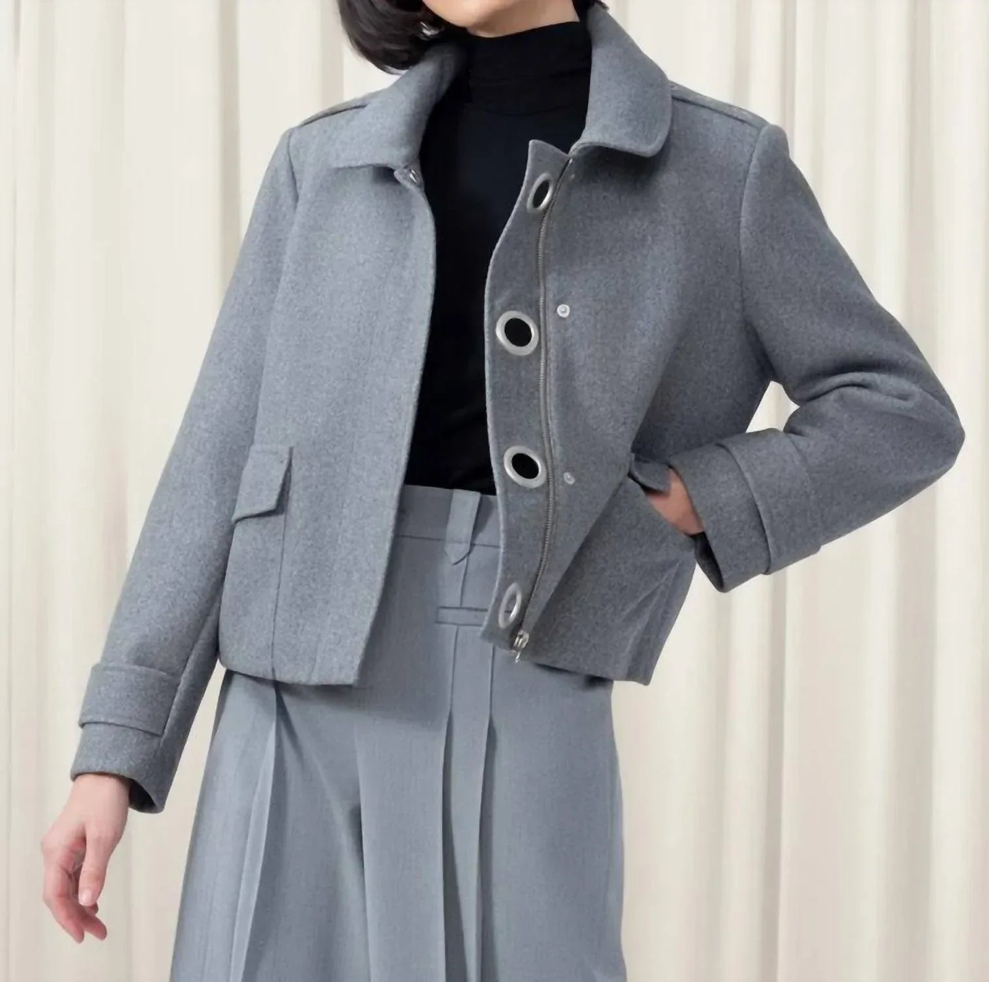 Elana Wang - Katherine Metal Ring Accents Jacket - Rack Hunt