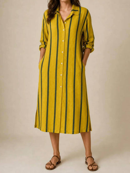 Pure Linen Button Down Dress