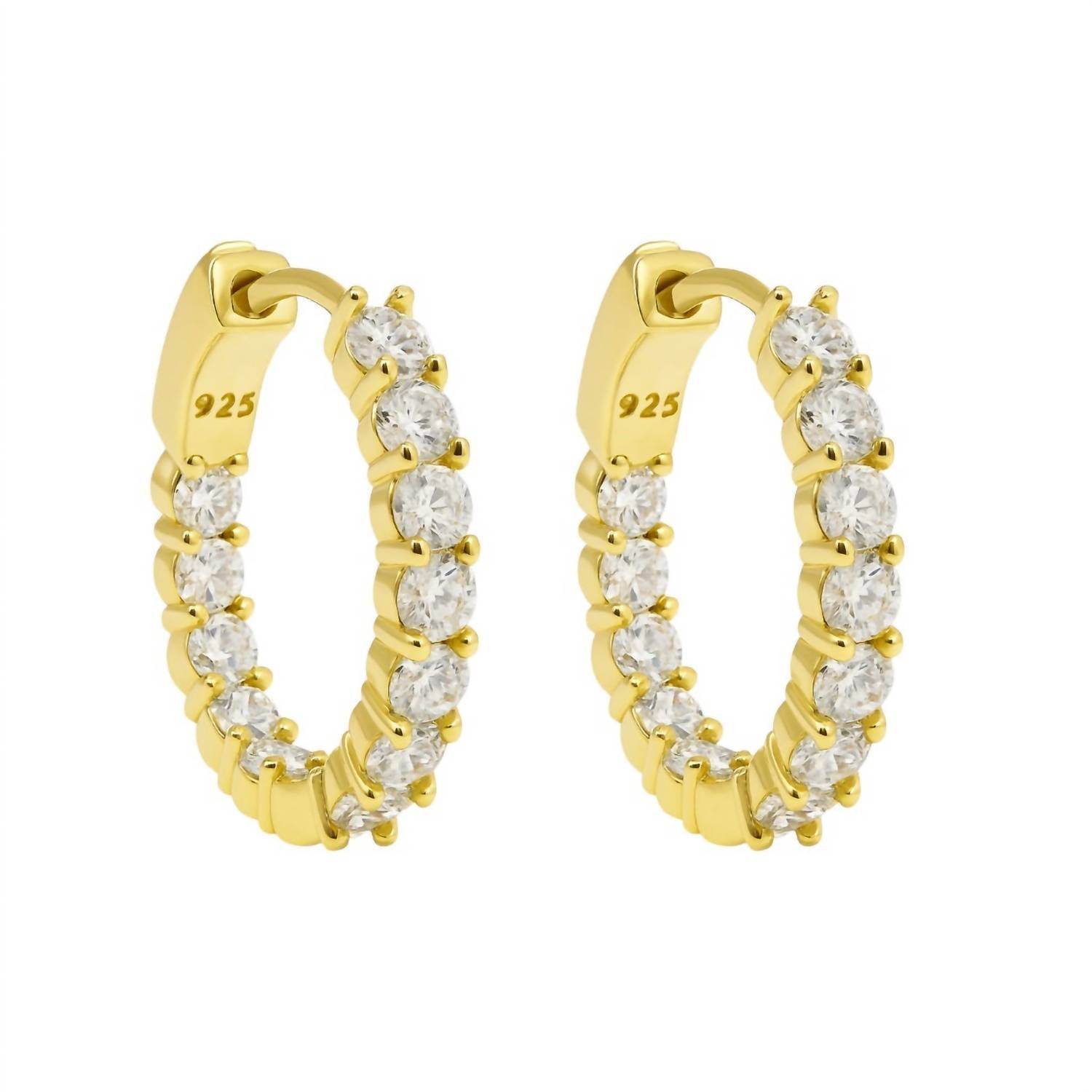 Allyanna Gifts - Women's Sterling Silver Moissanite Inside Out Hinged Hoop Earrings - Rack Hunt -