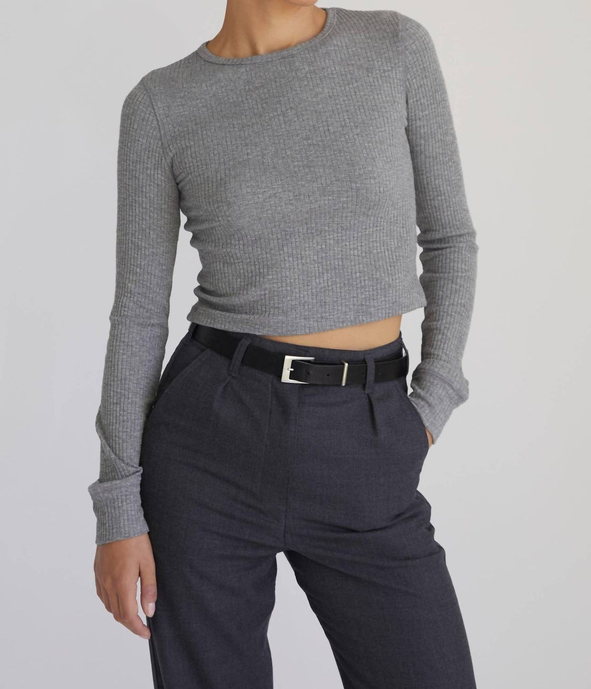 Women's Cropped Fitted Long Sleeve Top