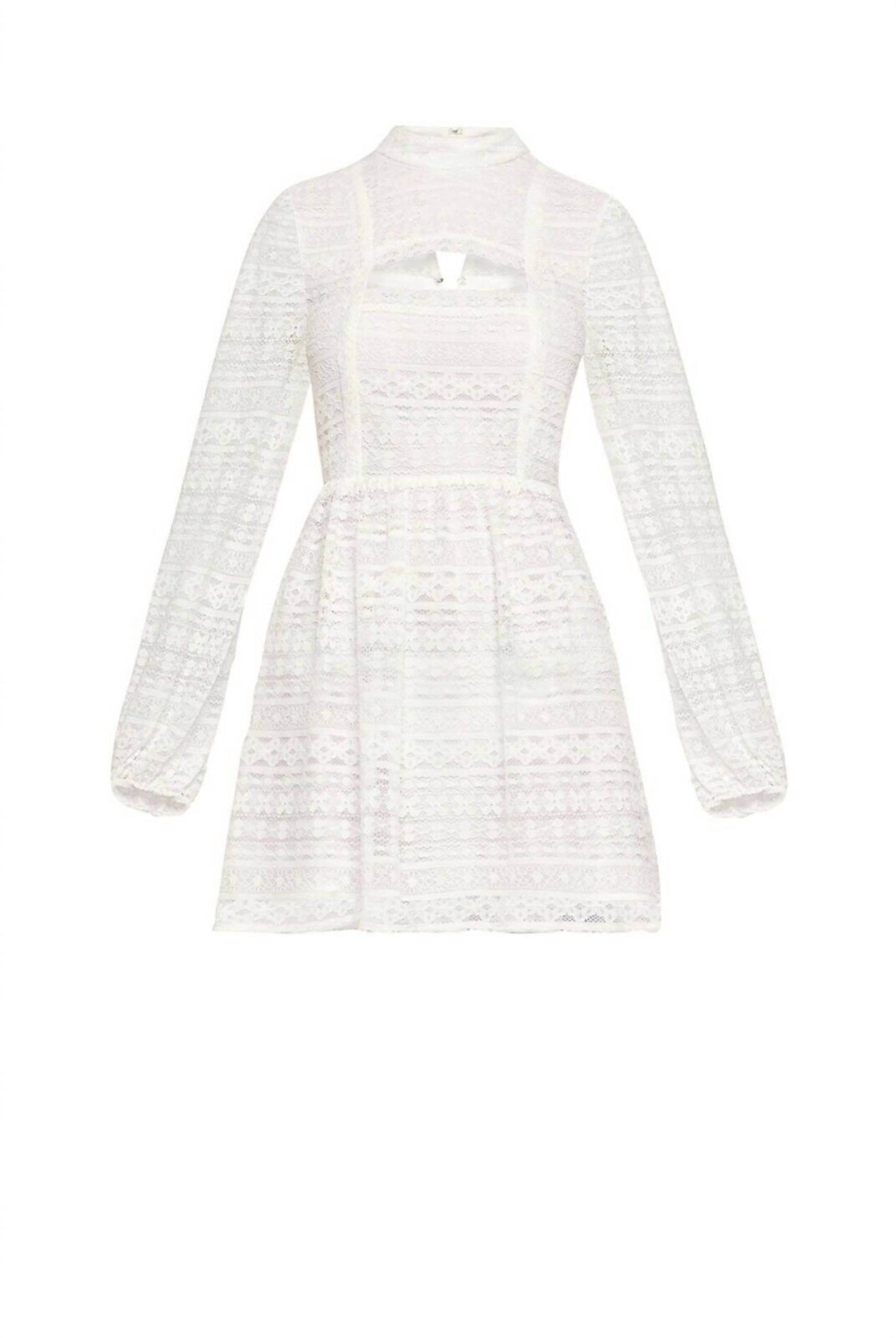 BCBGeneration - Lace Mini Dress Peak A Boo Long Sleeve Flare Dress - Rack Hunt -