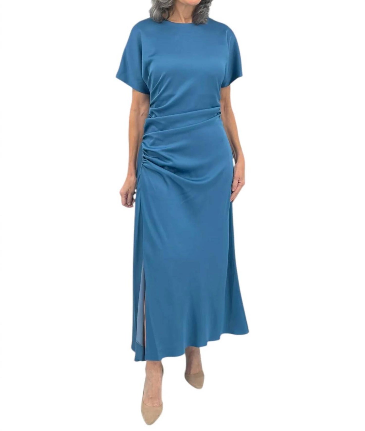 Marabella Satin Draped Midi Dress