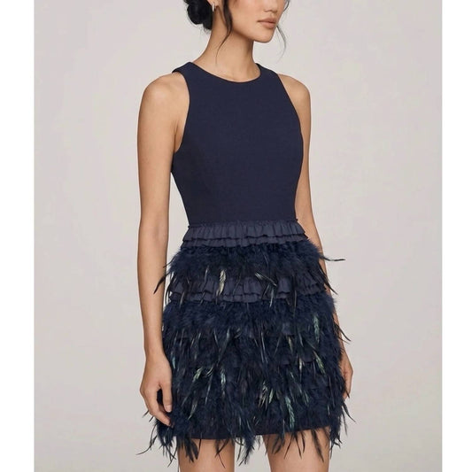 Lucy Cocktail Dress With Genuine Ostrich Feathers