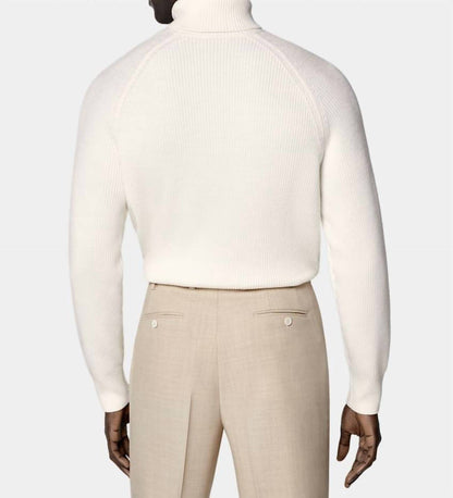 Ribbed Merino Wool Turtleneck Sweater - Plus