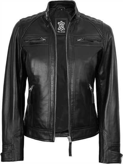 Women's Genuine Diamond Leather Jacket