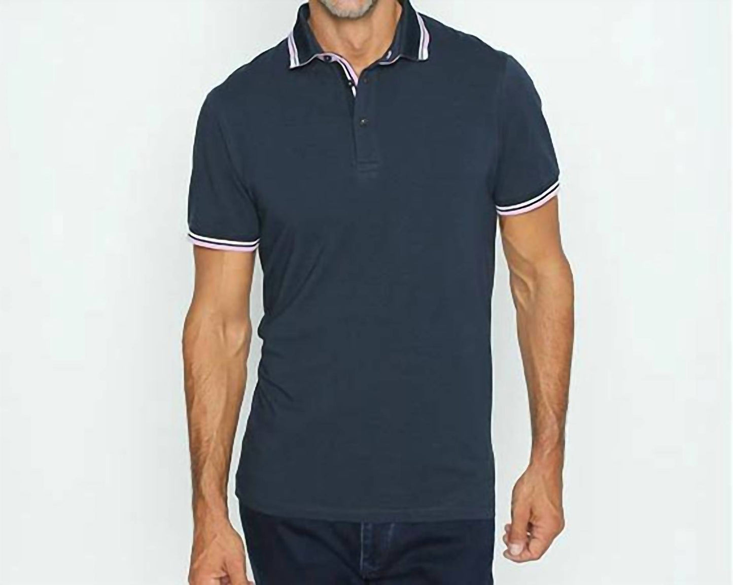 Polo With White And Pink Trim