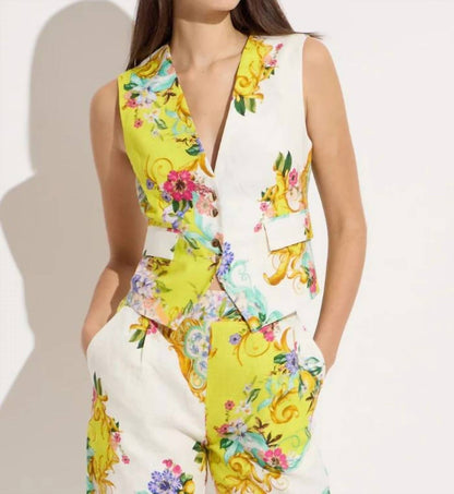 Linen Tapestry Print Vest