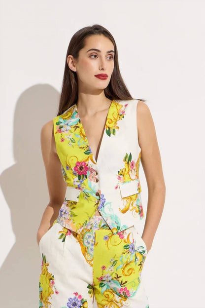 Linen Tapestry Print Vest