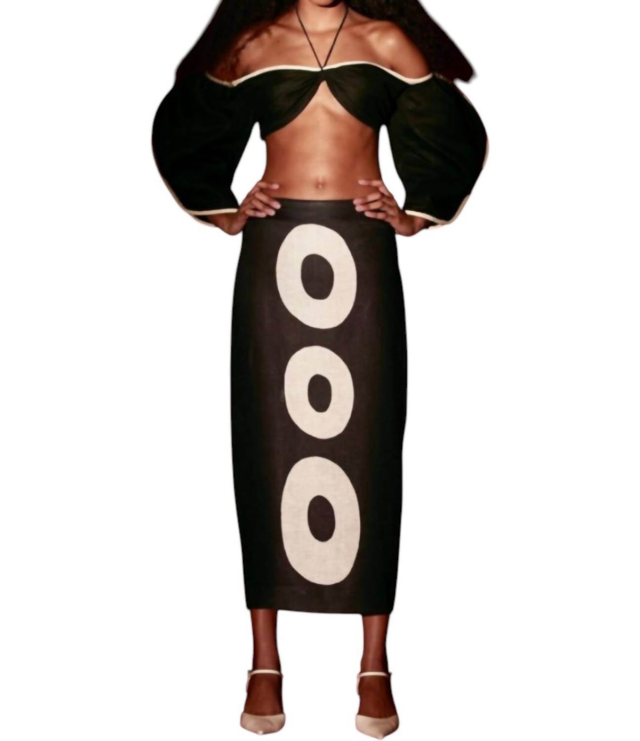 Yukio - Straight Linen Bubbles Skirt - Rack Hunt -