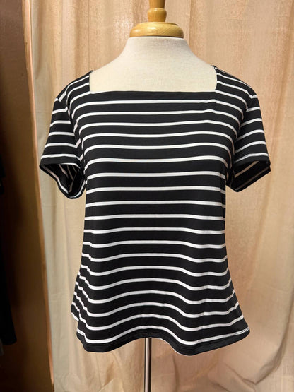 Stripe Square Neck Short Sleeve Top