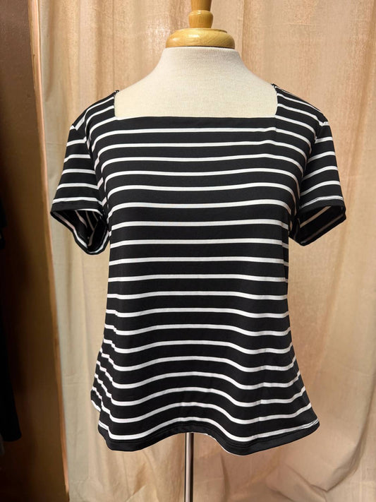 Stripe Square Neck Short Sleeve Top
