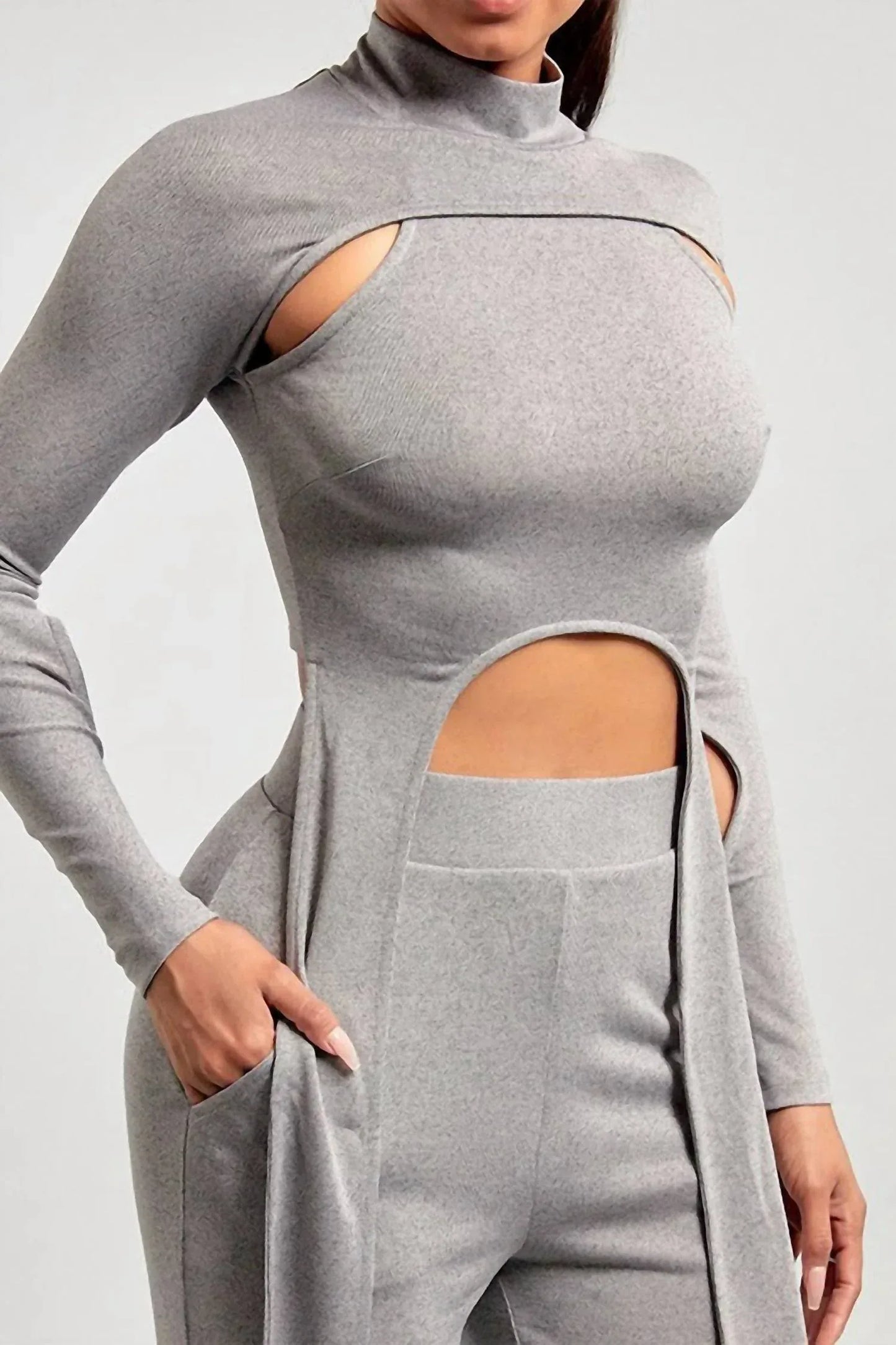 CELEBRITY PINK - Mock Neck Cropped Top Two Piece Pants Set - Rack Hunt