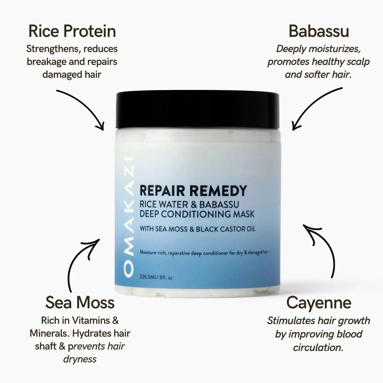 Omakazi Beauty - Repair Remedy Rice Water & Babassu Deep Conditioning Mask - alternate view - Rack Hunt