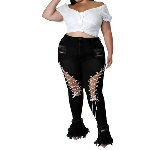 Loverly Fit - LACE UP JEANS - Rack Hunt -