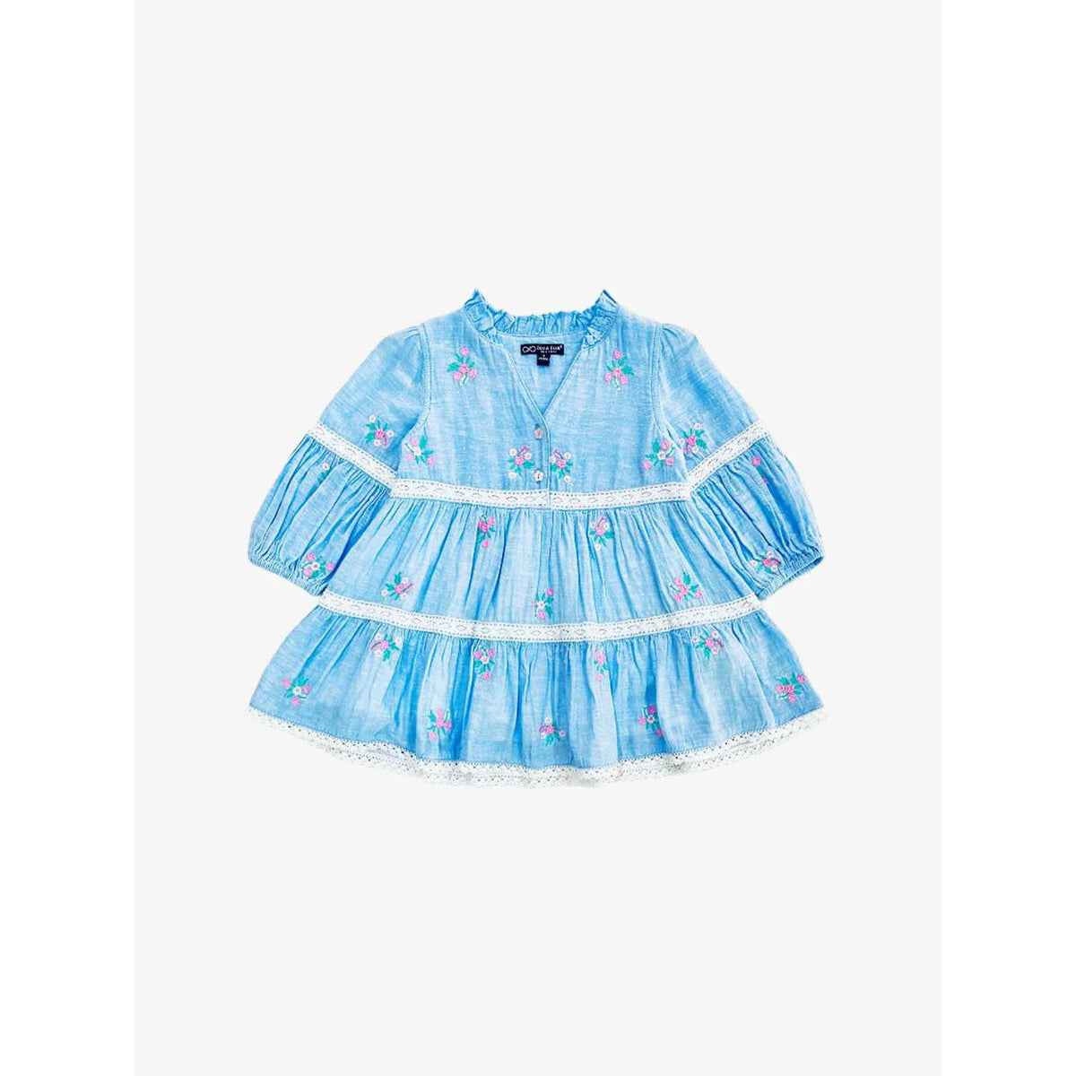 Girls' Chambray Tiered Dress