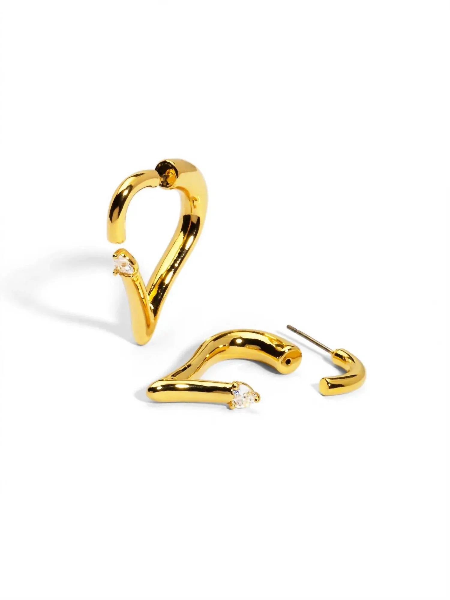Rho - Women's Deconstructed Crystal Heart Hoop Earring - Rack Hunt