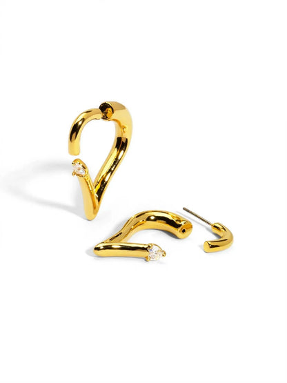 Rho - Women's Deconstructed Crystal Heart Hoop Earring - Rack Hunt