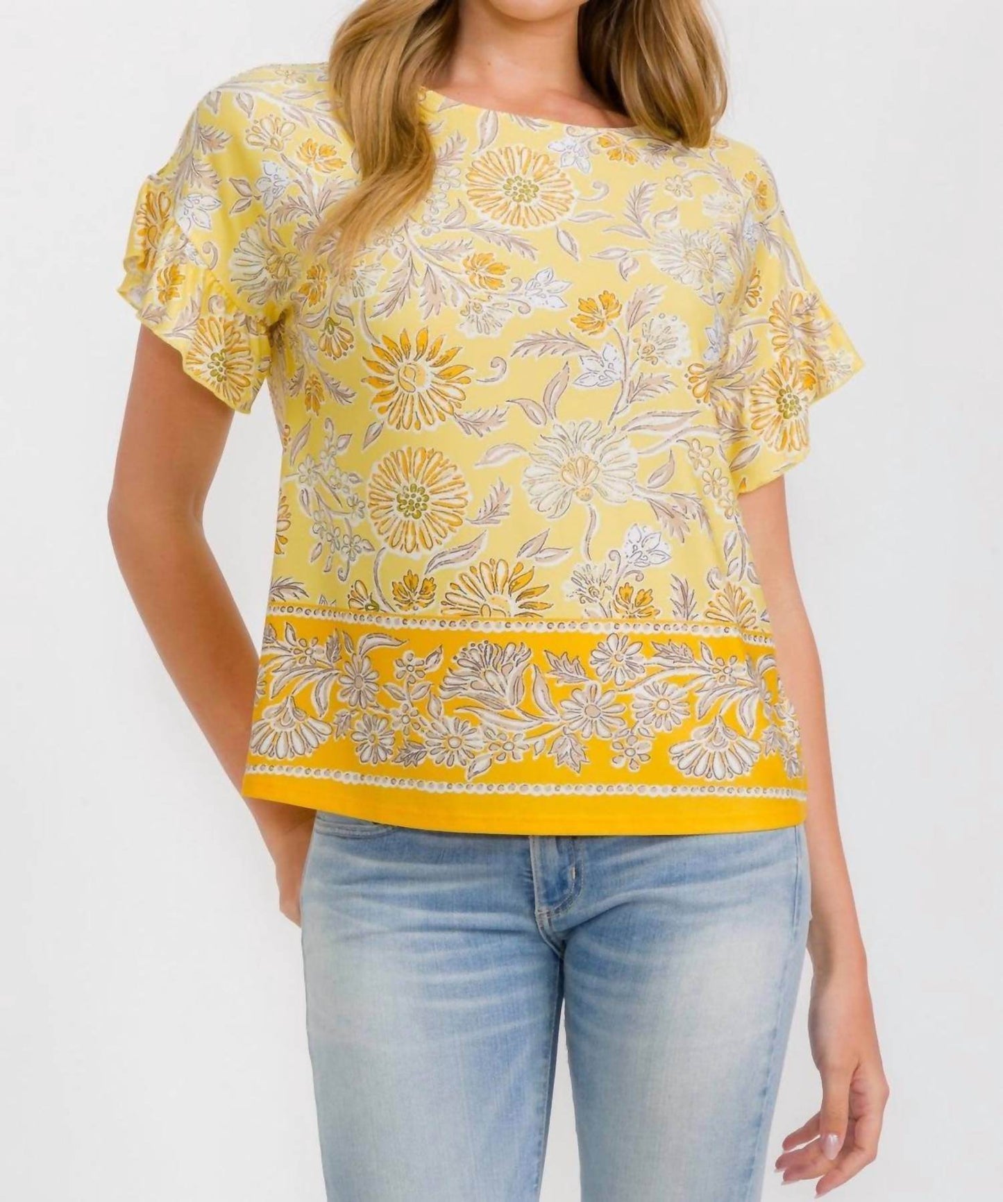 Perseption - Floral Ruffle Short Sleeve Top - Rack Hunt -