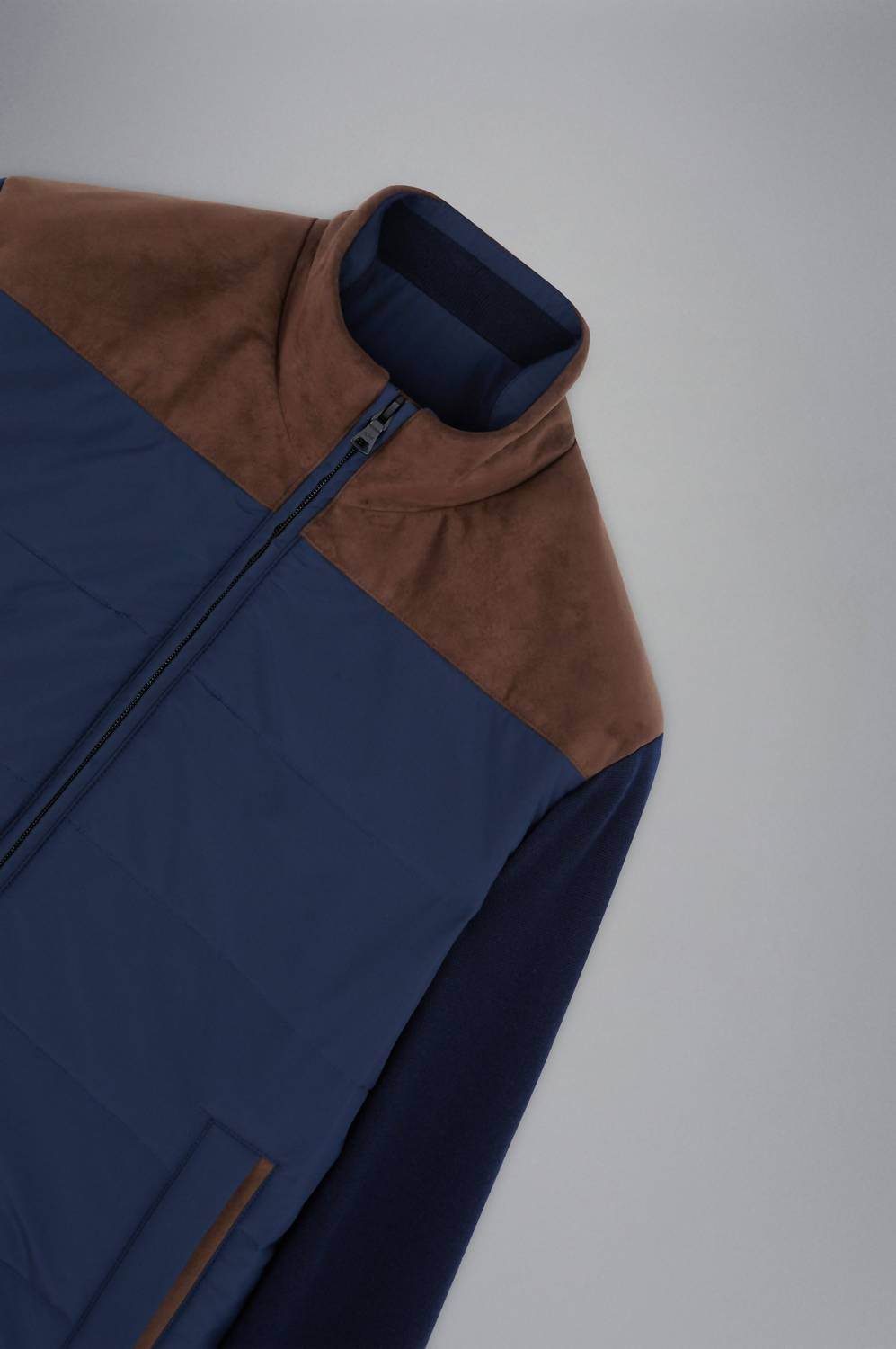 Paul & Shark - Men's Wool Full Zip Hybrid Jacket With Typhoon Platinum & Alcantara - Rack Hunt -