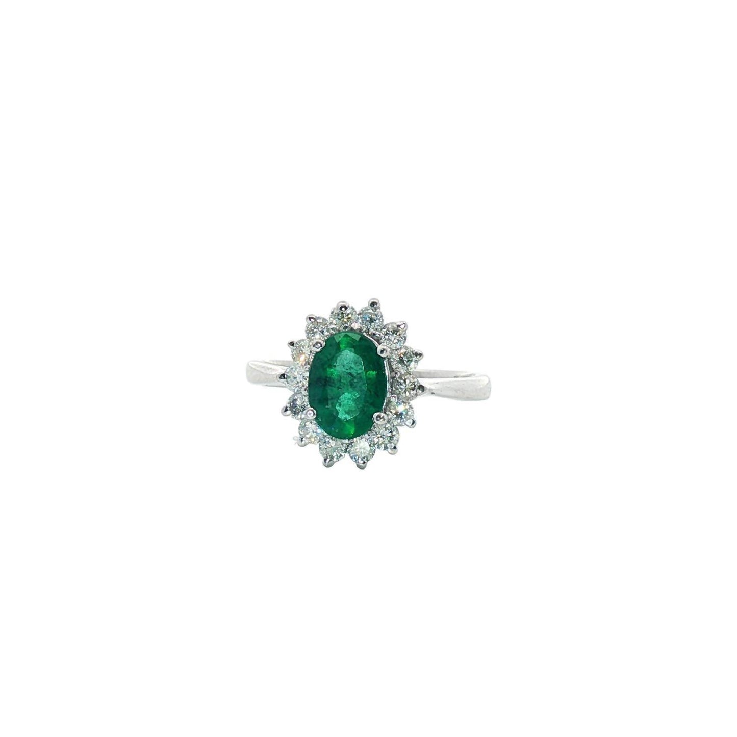 Normani - Women's Oval Emerald Ring With Diamond Halo - Rack Hunt -