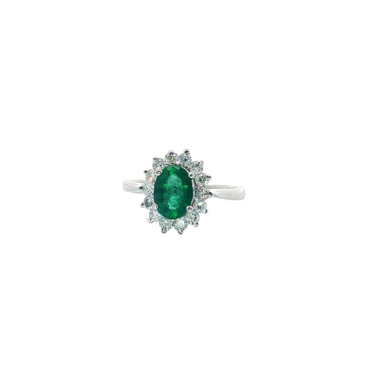 Normani - Women's Oval Emerald Ring With Diamond Halo - Rack Hunt -