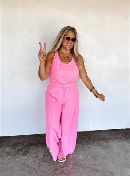 Where It Begins Cotton Blend Wide Leg Jumpsuit