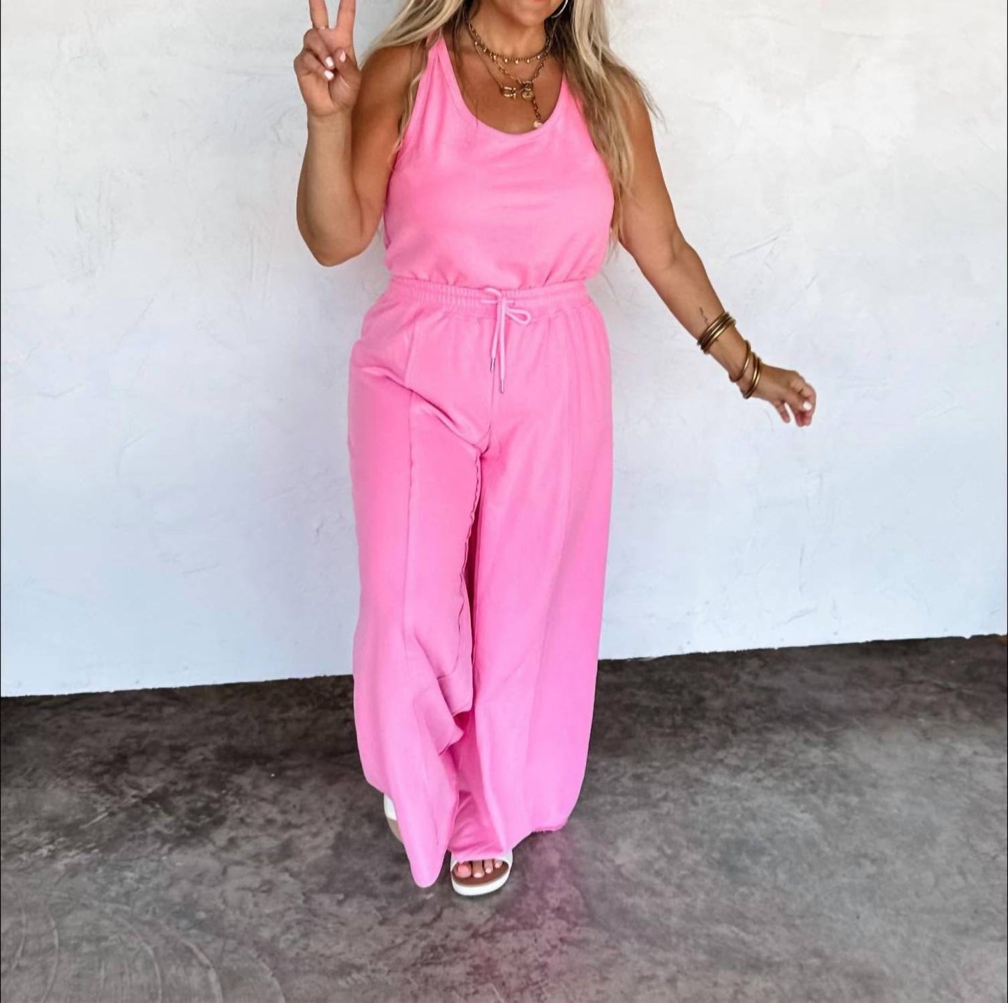 Where It Begins Cotton Blend Wide Leg Jumpsuit