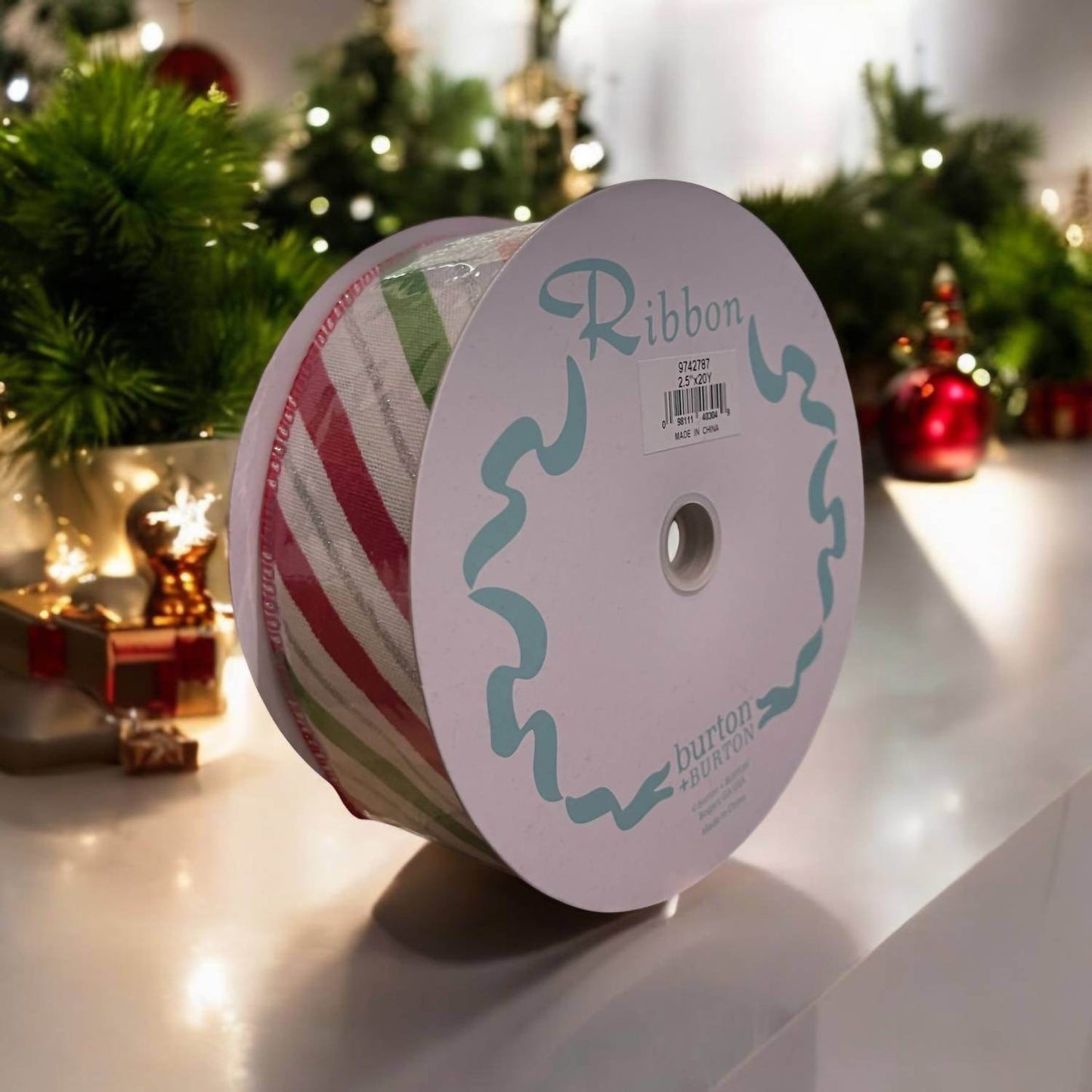 Burton + Burton - Red & Green Glitter Ribbon - Rack Hunt -