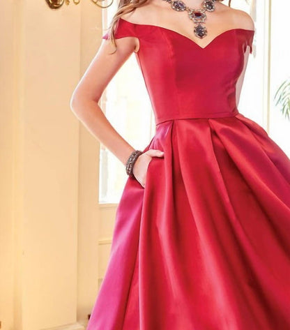 Mikado Sweetheart Off Shoulder Gown