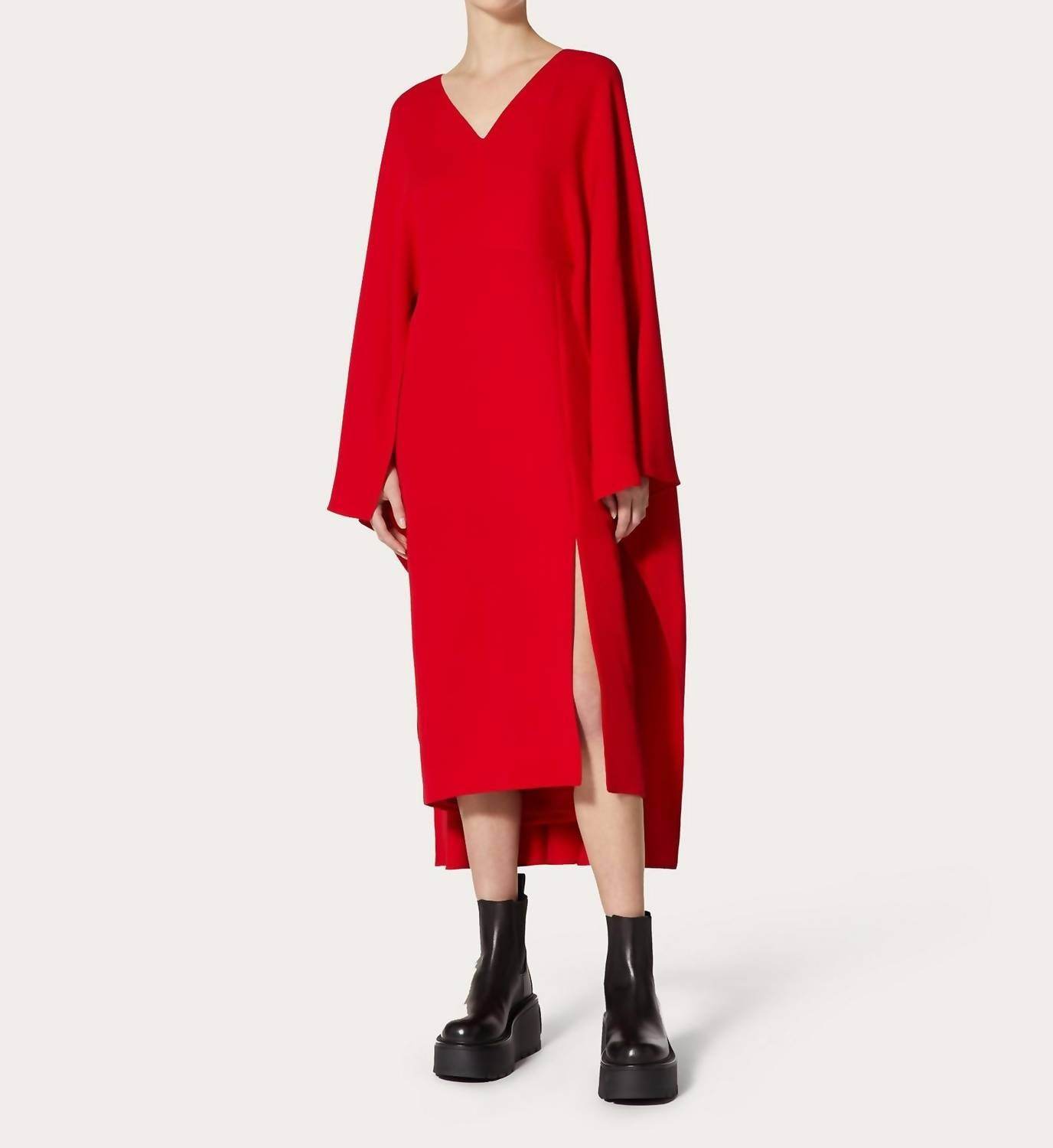Valentino - Cady Silk Dress With Cape - Rack Hunt
