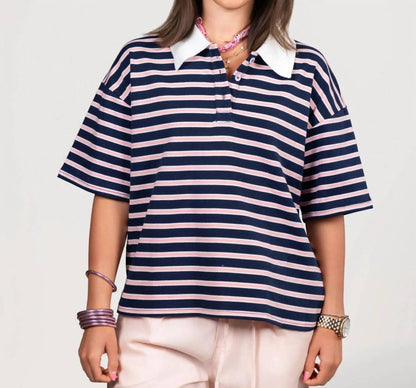 Preppy Stripe Polo Shirt