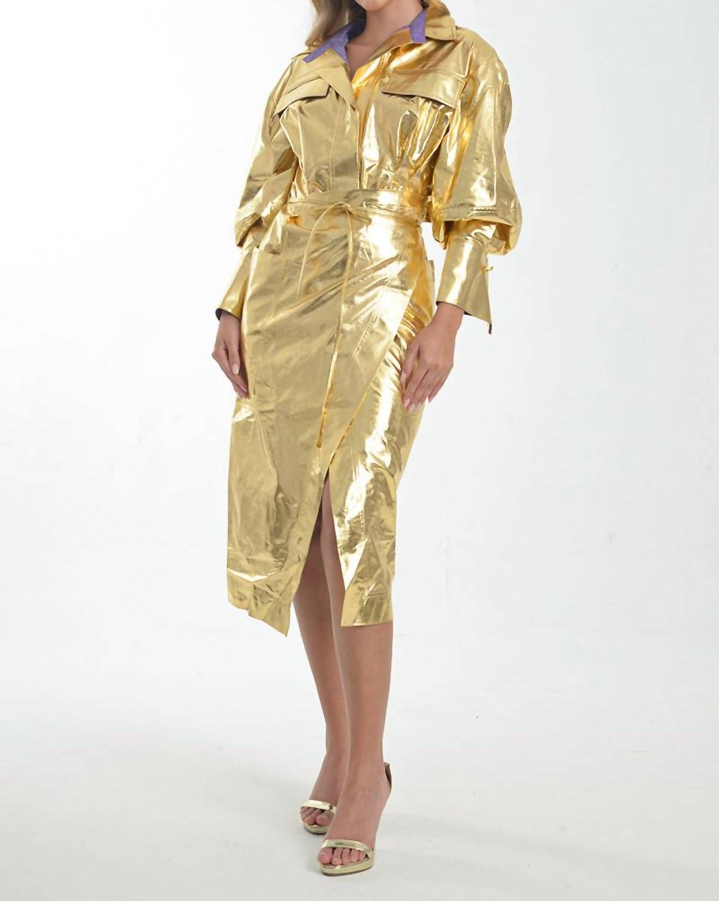 Golden Glam Trench Coat dress