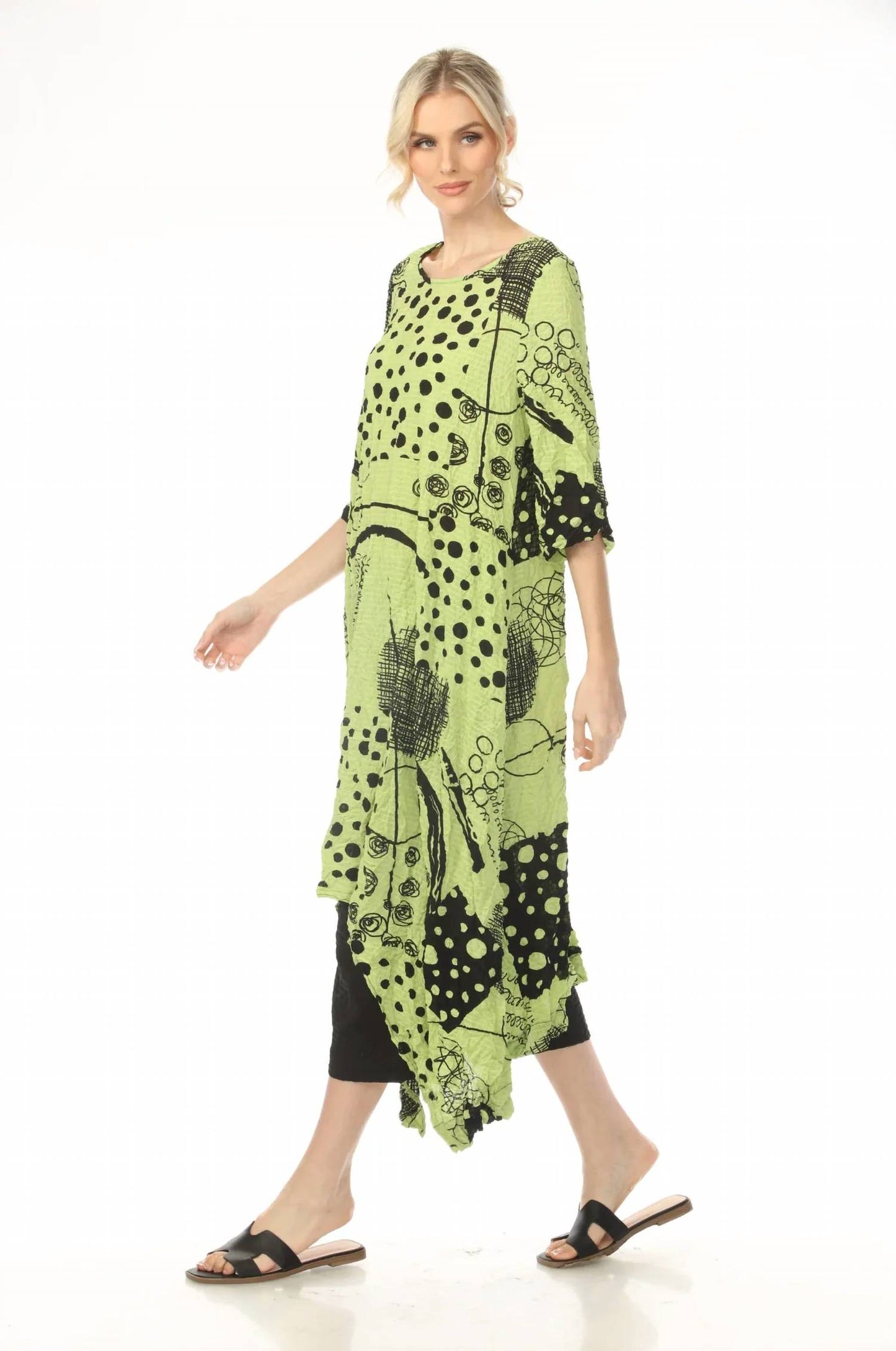 Mixed Media Print Half Sleeve Dress