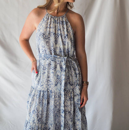 Textured Halter Midi Dress