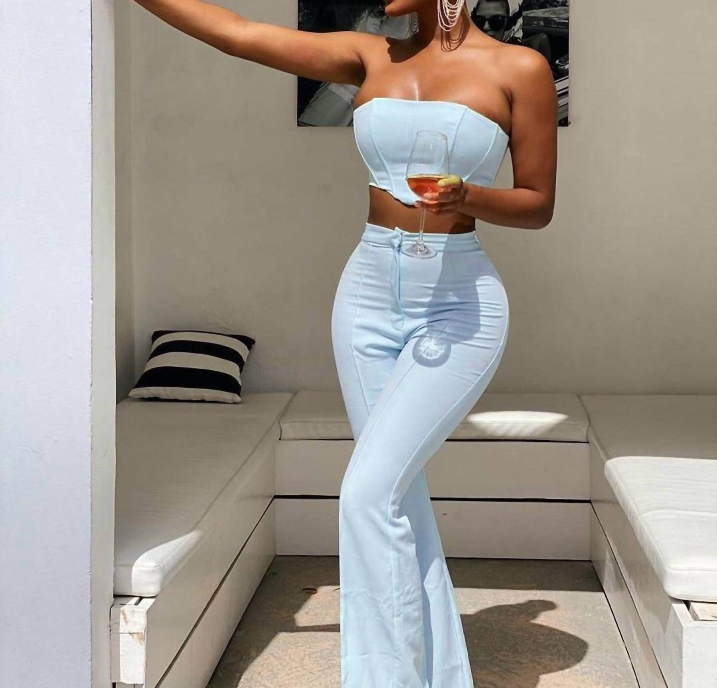 Porshia By Porshia Banks - Opulence Strapless Soft-boned Corset And Flare Pants Set - Rack Hunt -