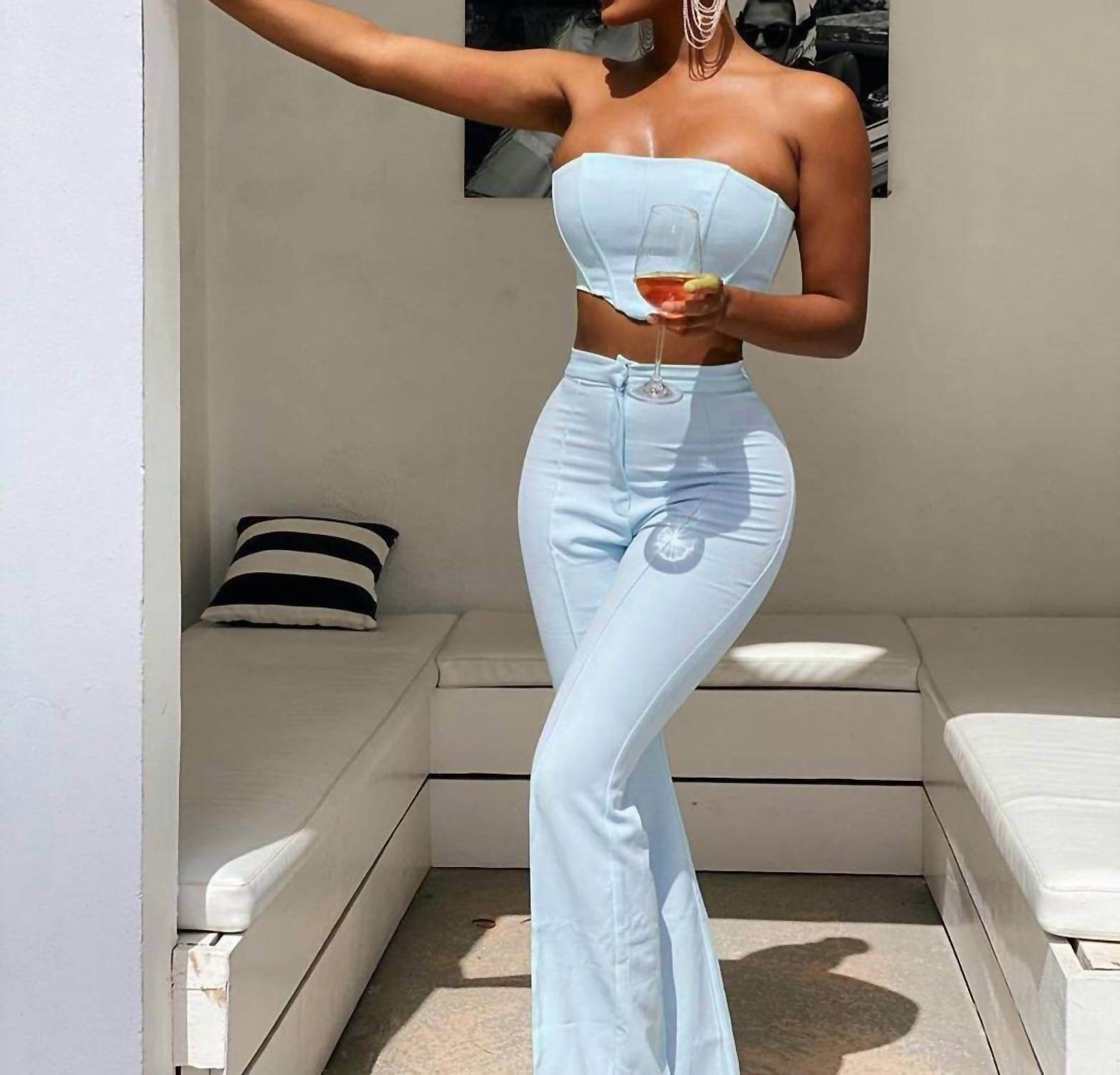 Porshia By Porshia Banks - Opulence Strapless Soft-boned Corset And Flare Pants Set - Rack Hunt -