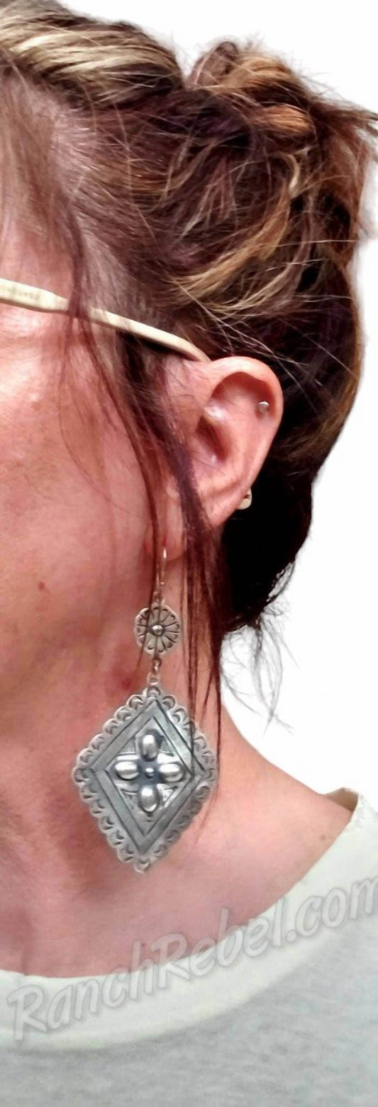 BOHO SOL - Women's Sterling Diamond Concho Earrings - Rack Hunt -