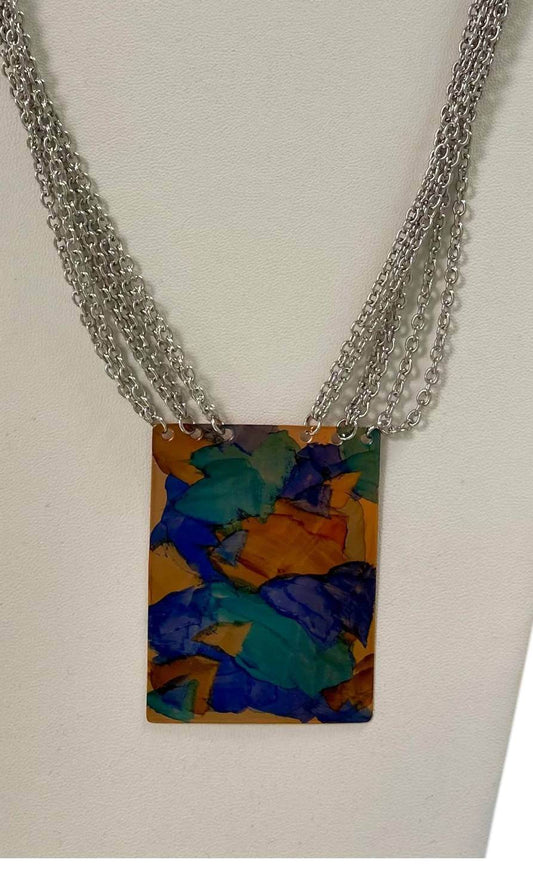 Covaly Artisan Jewelry - Alcohol Ink Multi Chain Necklace - Rack Hunt -