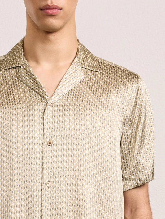 FRESCOBAL CARIOCA Men's Roberto Silk Shirt in Dried Moss - view 2