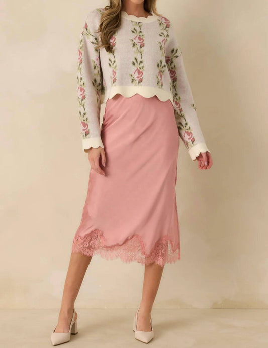 Jackie Jacquard Knit Scallop Edge Sweater
