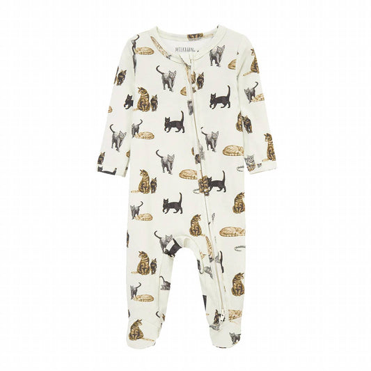 Baby's Cat Cotton Stretch Zipper Footed Romper