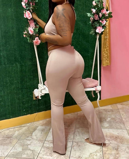 Dont Keep Me Waiting Crop Flare Pants Set