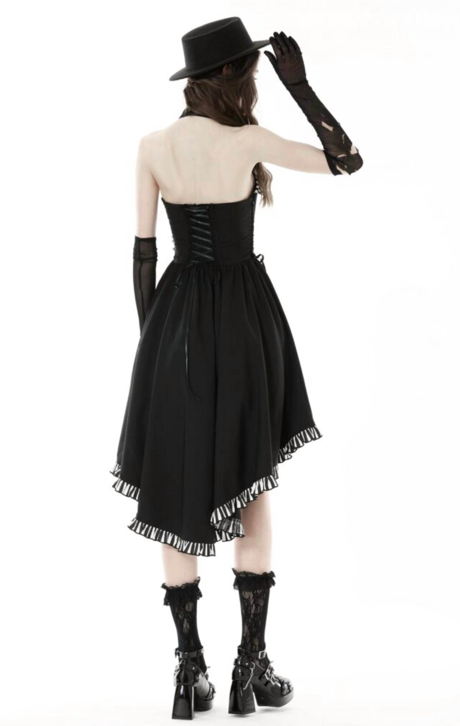 DARK IN LOVE - Cross Necktie Striped High Low Dress - Rack Hunt