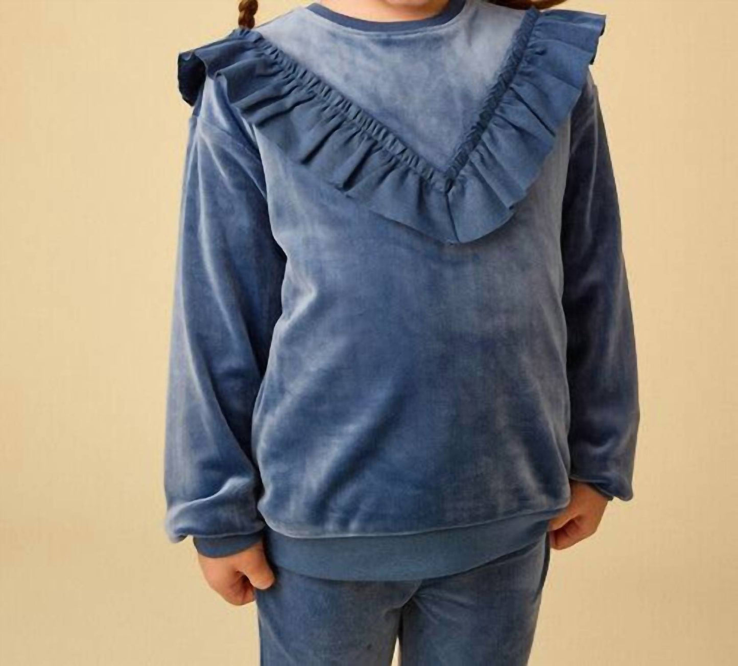Girl's Velour Ruffle Tunic Top